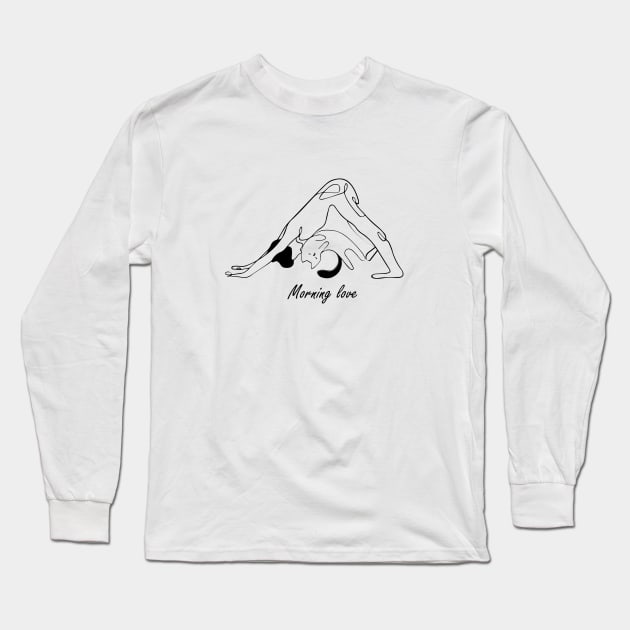 Yoga pose | yoga pose with cat Long Sleeve T-Shirt by funNkey